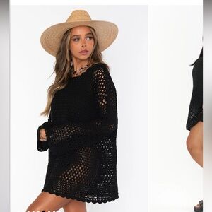 Show Me Your Mumu Paula Pullover Black Crochet Size XL